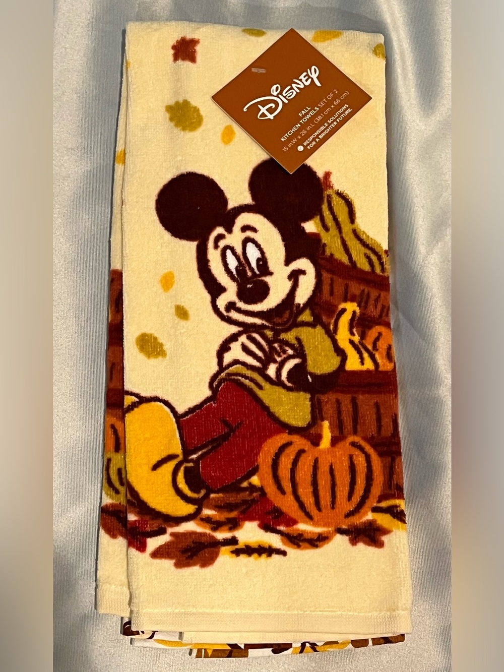 Disney Fall Kitchen Towels 2-Pack Autumn Leaves and Pumpkins
